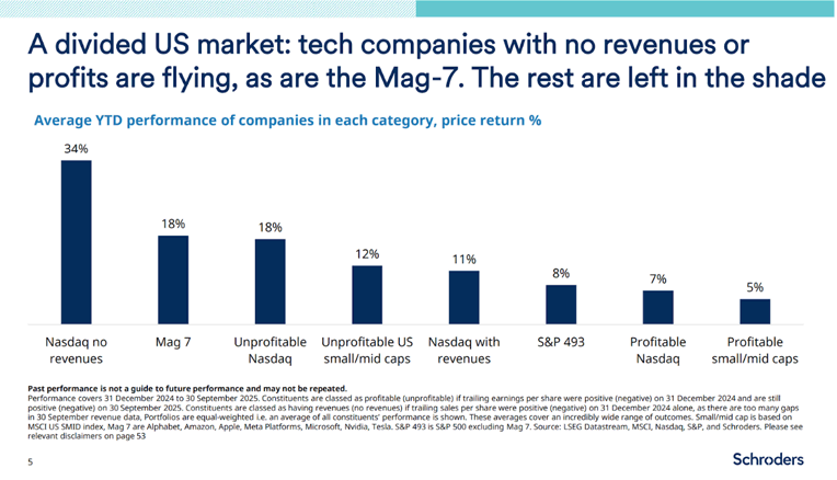 Average YTD performance of companies in each category, price return %