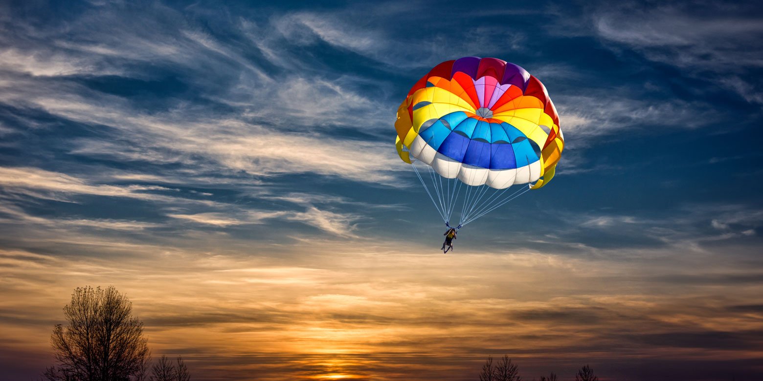 Parasailing at sunset