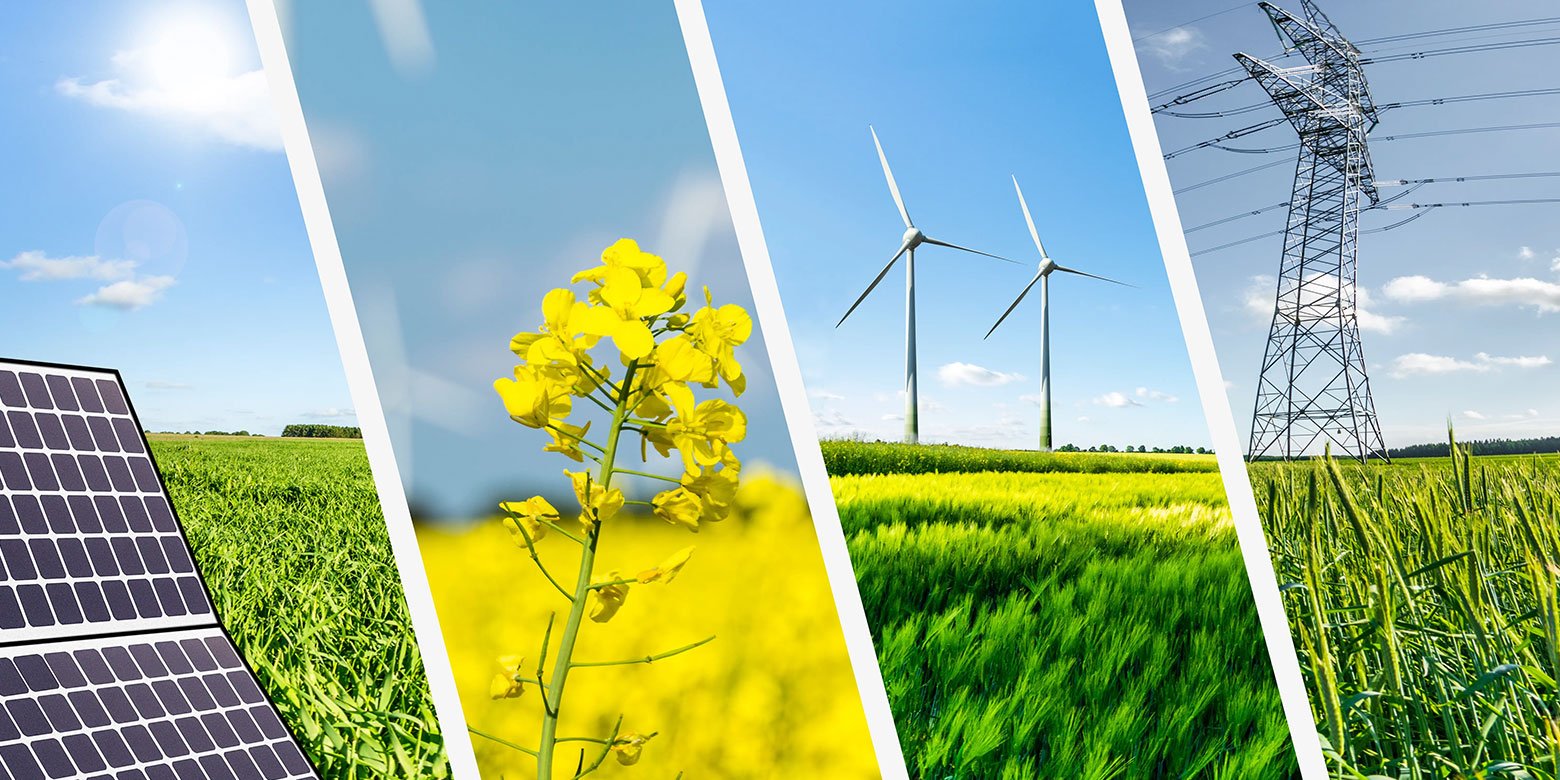 Images of four alternative energy sources