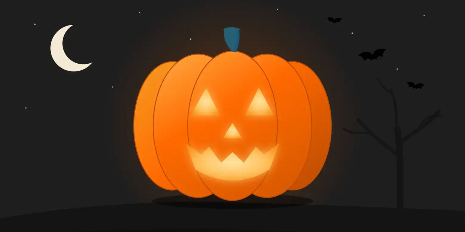 Jack o'lantern lit up at night