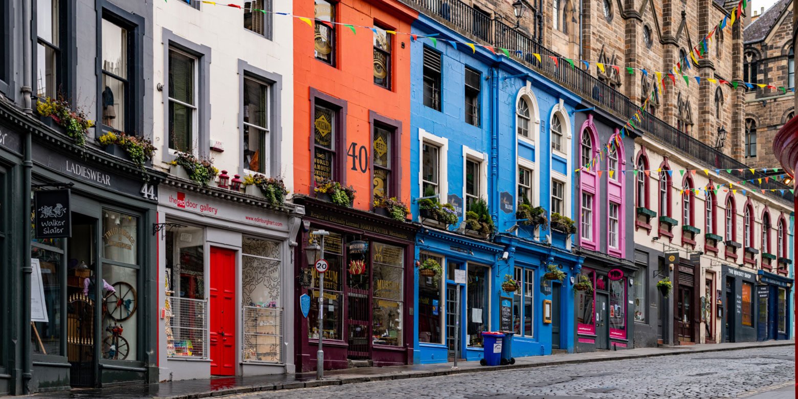 Bright color row houses