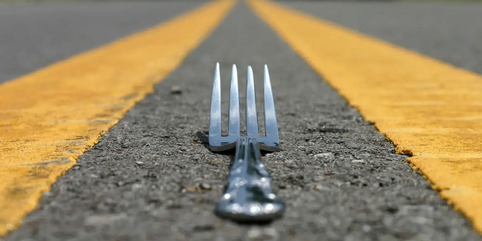 A fork (utensil) in the road