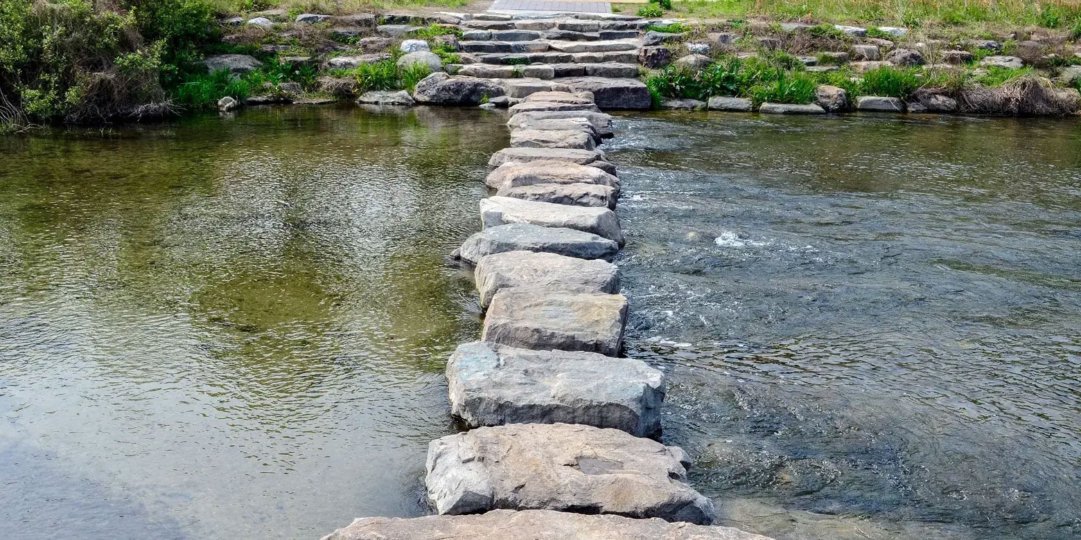 Path of rocks through a stream