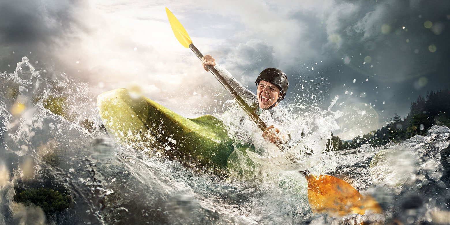 Kayaking in rough waters