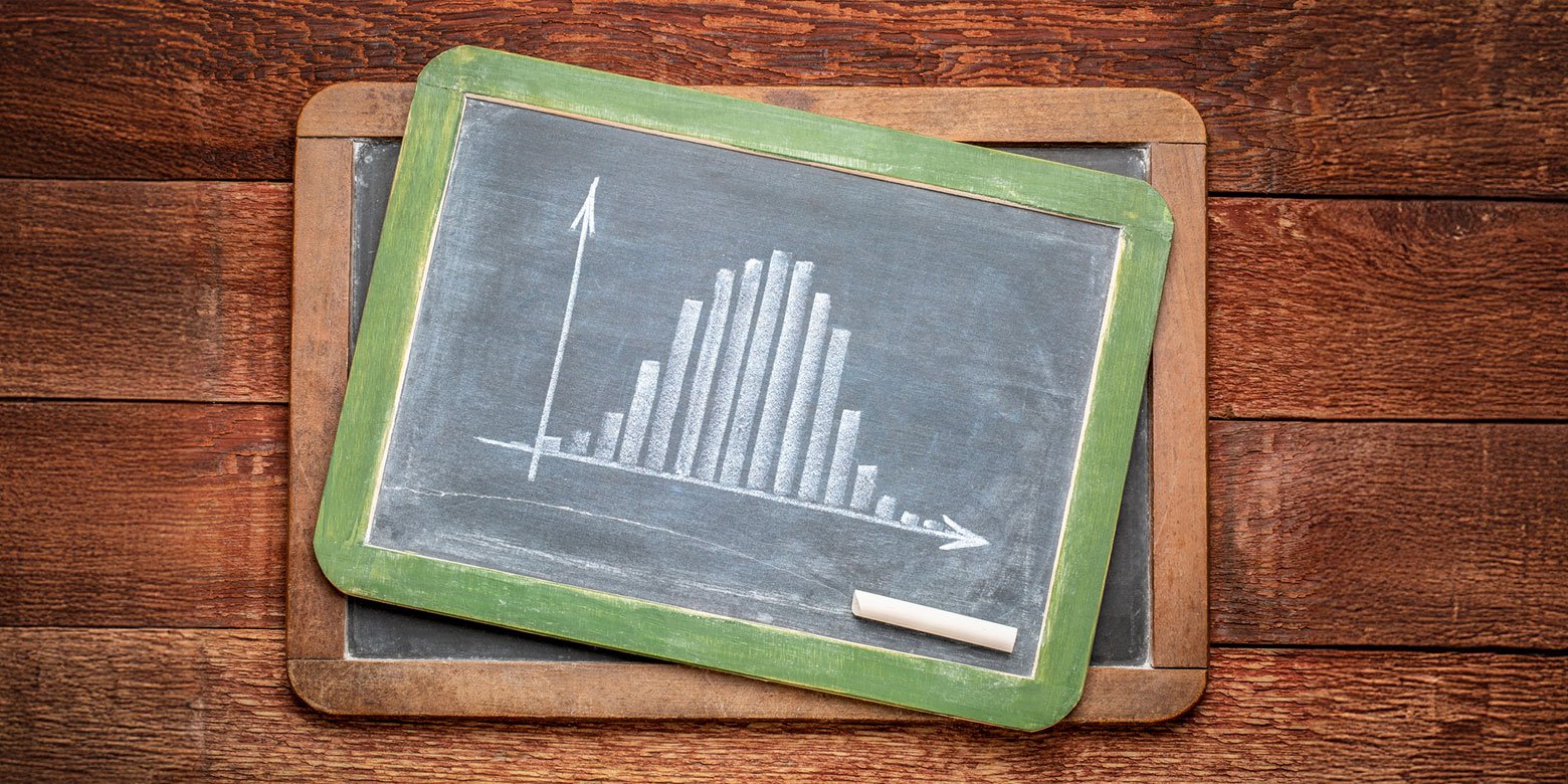 Chalk drawing of a bell curve