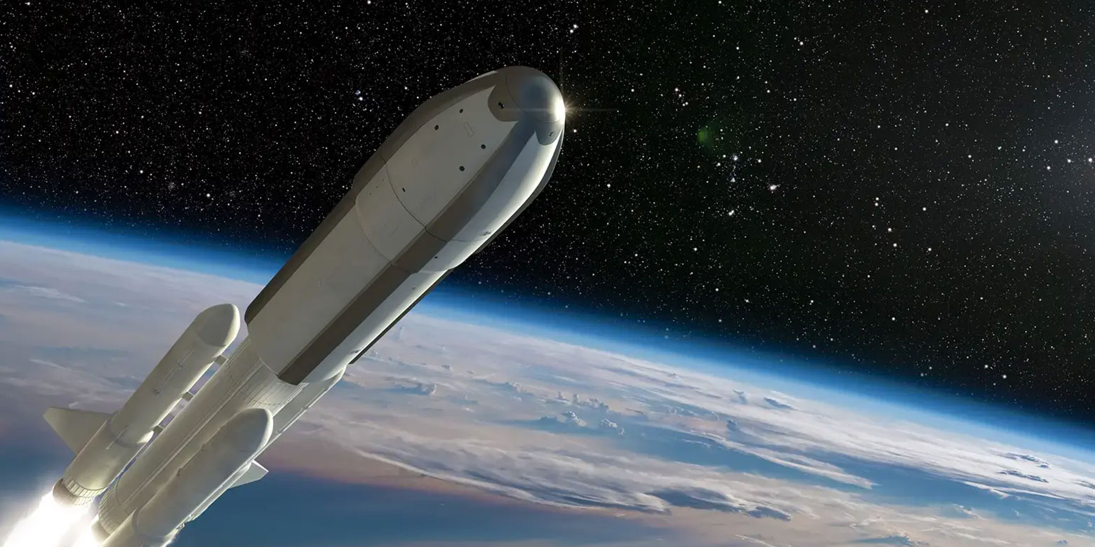 Space shuttle in the atmosphere above Earth