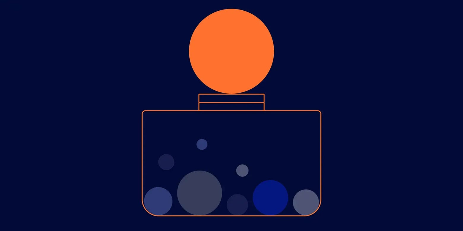 Illustration of a large ball that wont fit into a jar with other balls