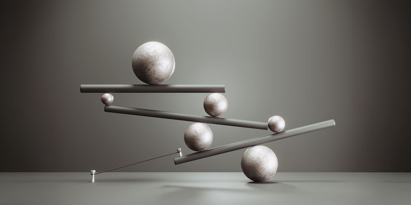 Spheres balancing on poles