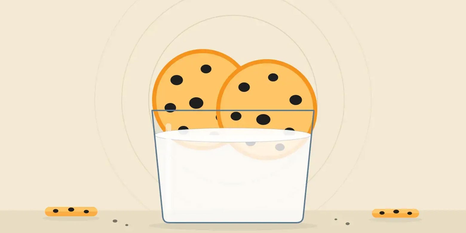 Illustration of cookies being dipped into milk
