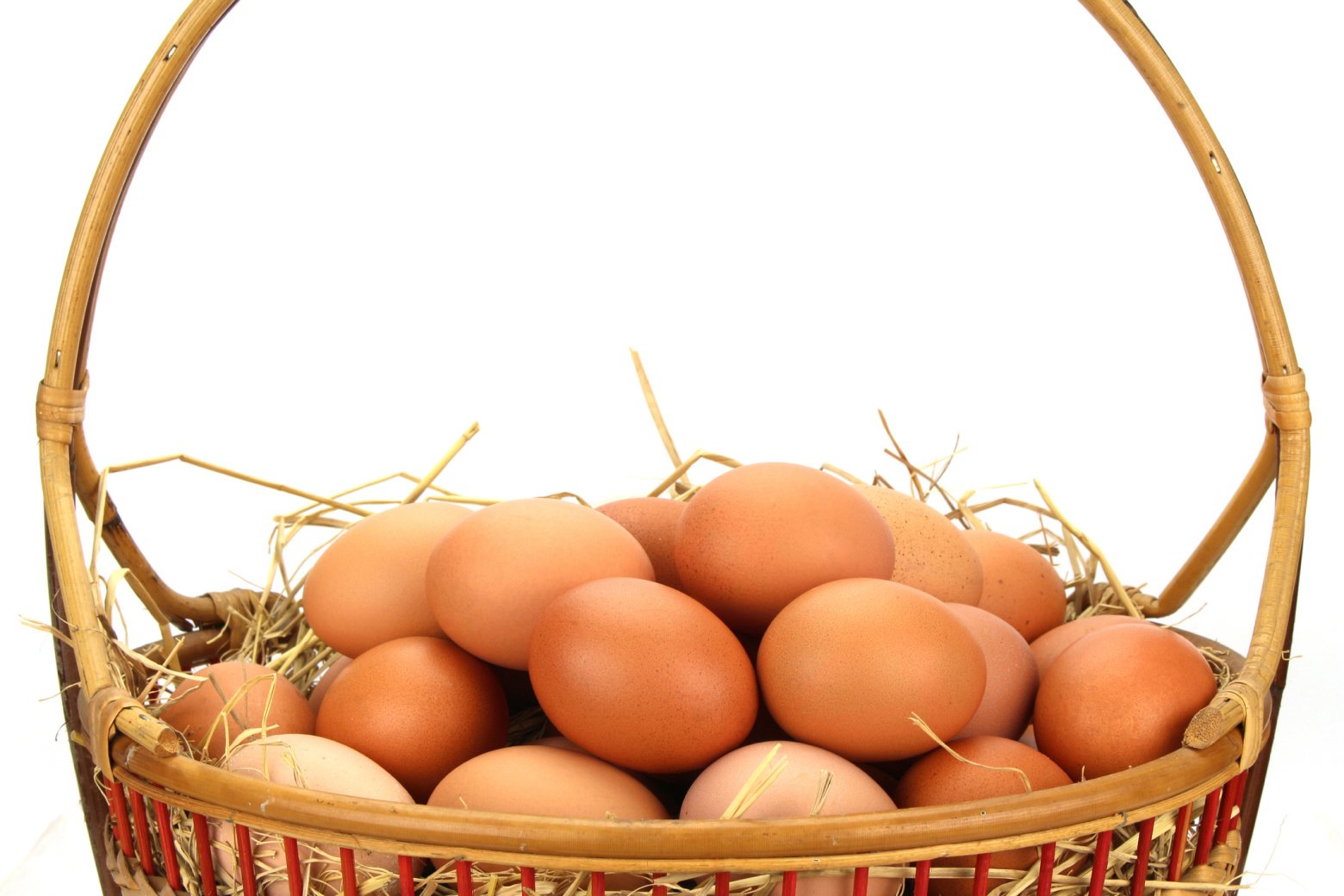 Brown eggs in a wicker basket